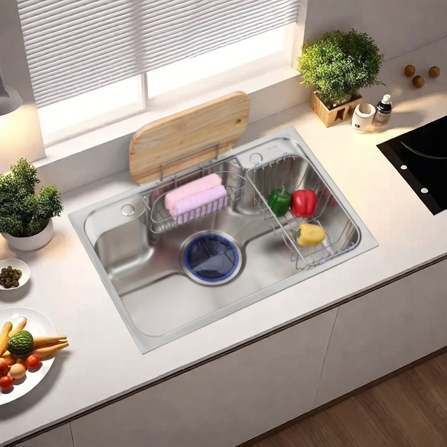 7246Stainless steel integral stretchable sink